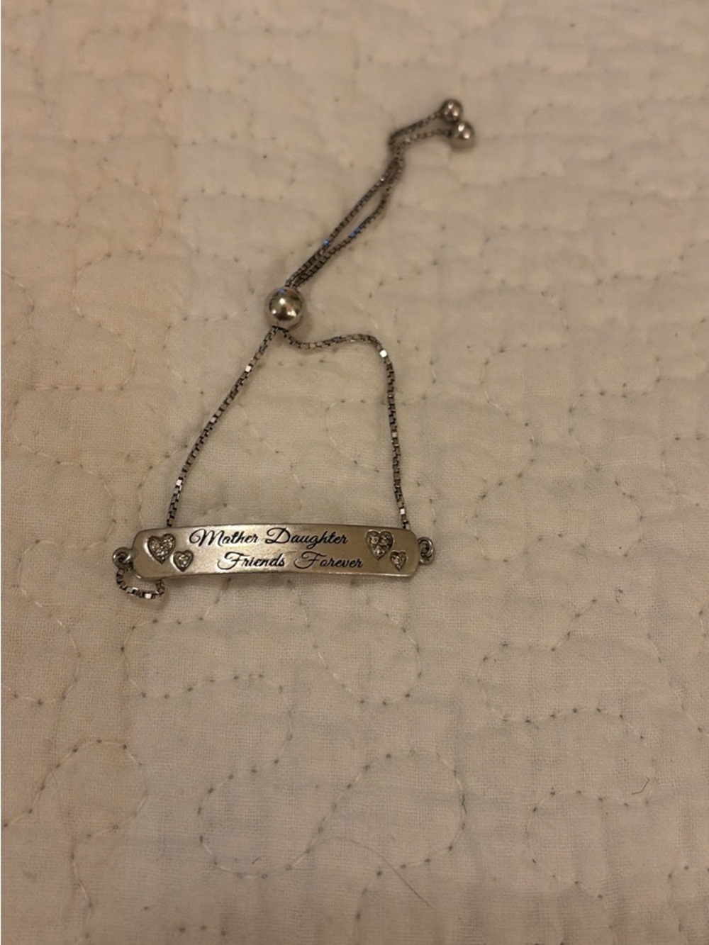 Silver 'Mother Daughter Friends Forever' Engraved Bar Bracelet